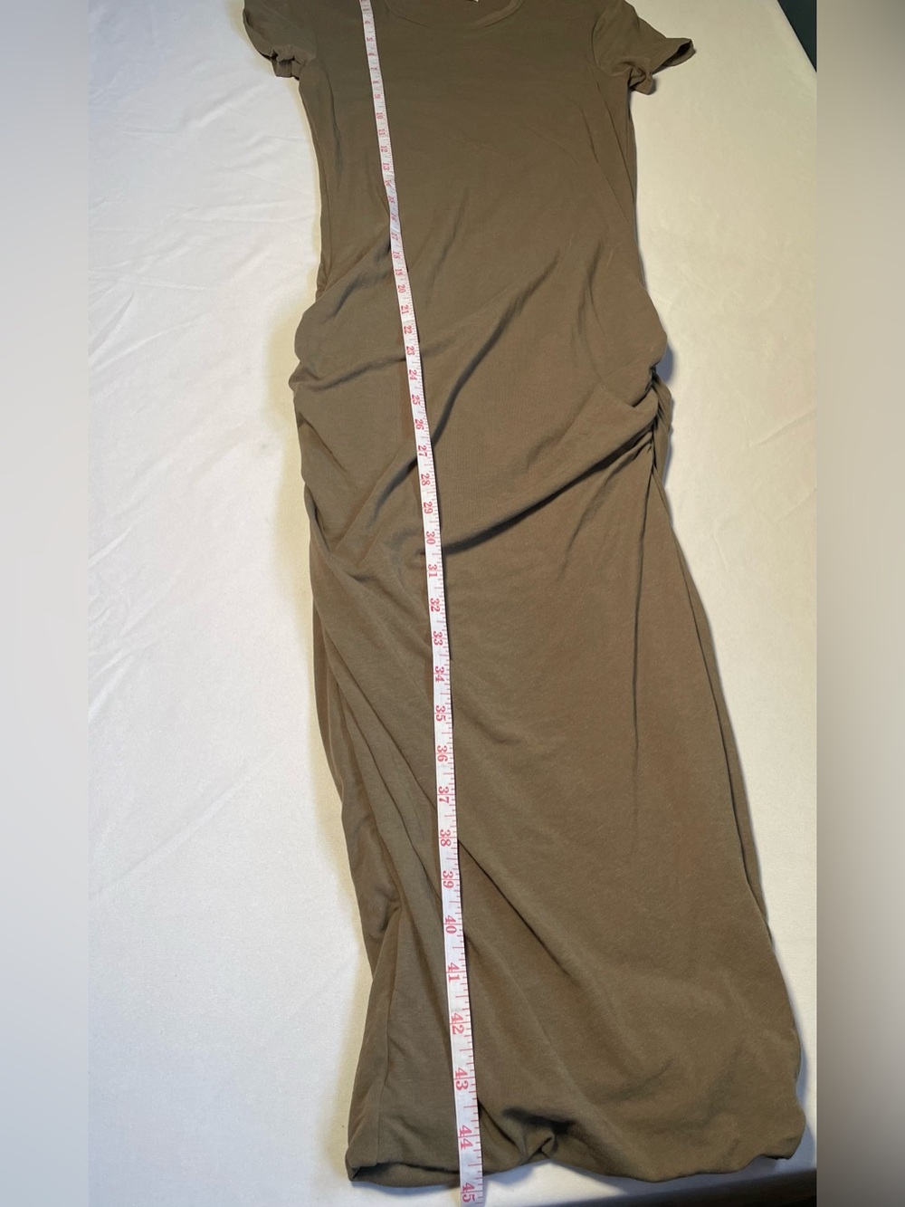 James Perse Olive Green Ruched Short Sleeve Maxi Dress - Picture 8 of 8